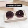 2022 Fashion Tea Gradient Sunglasses Women Ocean Water Cut Trimmed Lens Metal Curved Temples Sun Glasses Female UV400