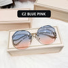 2022 Fashion Tea Gradient Sunglasses Women Ocean Water Cut Trimmed Lens Metal Curved Temples Sun Glasses Female UV400