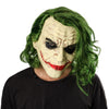 Joker Mask Movie Batman The Dark Knight Cosplay Horror Scary Clown Mask with Green Hair Wig Halloween Latex Mask Party Costume