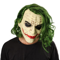 Joker Mask Movie Batman The Dark Knight Cosplay Horror Scary Clown Mask with Green Hair Wig Halloween Latex Mask Party Costume