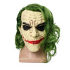 Joker Mask Movie Batman The Dark Knight Cosplay Horror Scary Clown Mask with Green Hair Wig Halloween Latex Mask Party Costume