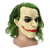 Joker Mask Movie Batman The Dark Knight Cosplay Horror Scary Clown Mask with Green Hair Wig Halloween Latex Mask Party Costume